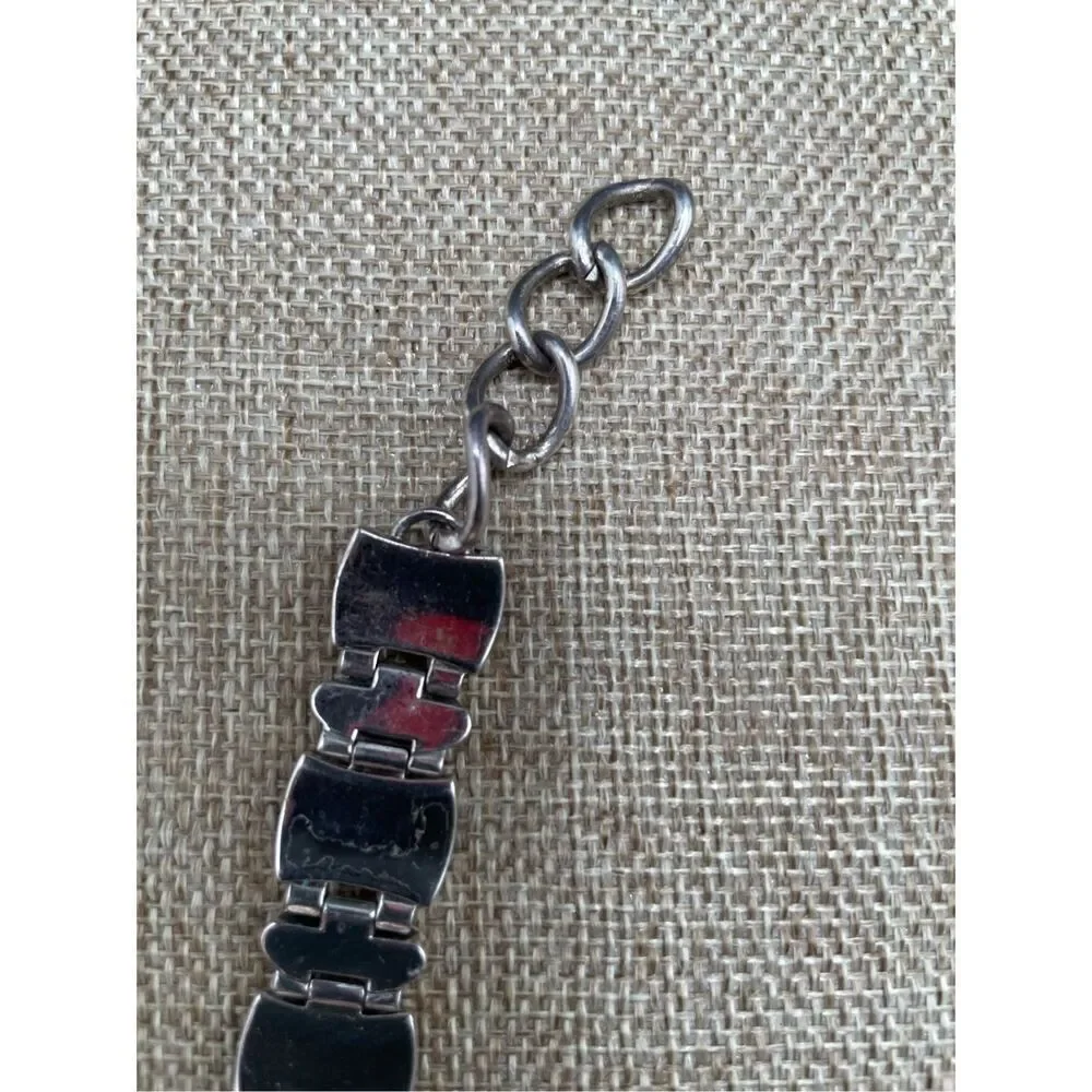 Vintage Geneva Womens Watch Black and Silver Beaded Band Working